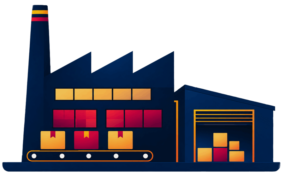 manufacturer journey on one platform: suppliers (P2P) → manufacturing and ERP → carriers and warehouses → retailers, dealers and distributors (O2C)